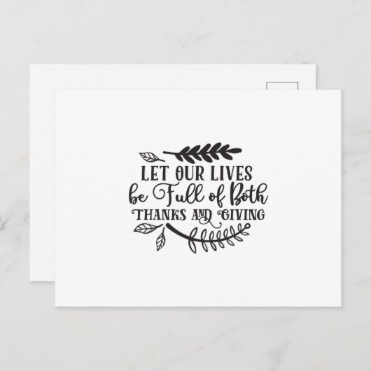 Lass, dass unser Leben voller Dankbarkeit und Gesc Postkarte (Vorne/Hinten)