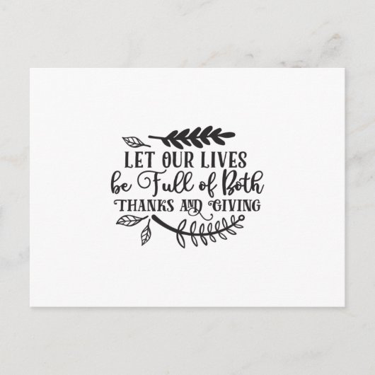 Lass, dass unser Leben voller Dankbarkeit und Gesc Postkarte (Vorderseite)