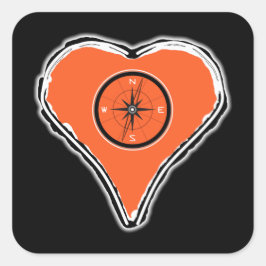 Lass dein Herz als Kompass-Quadrat-Aufkleber Quadratischer Aufkleber