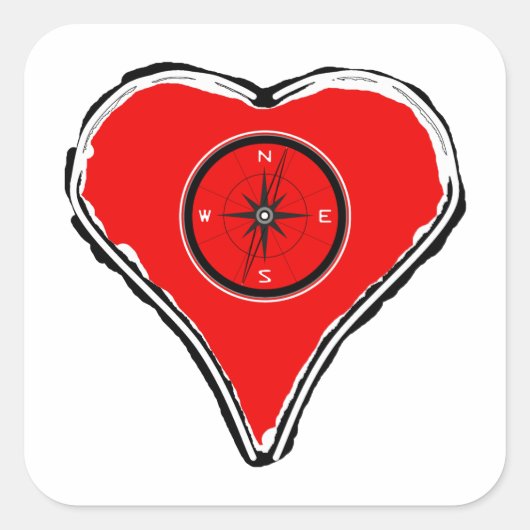 Lass dein Herz als Kompass Quadratischer Aufkleber (Vorderseite)