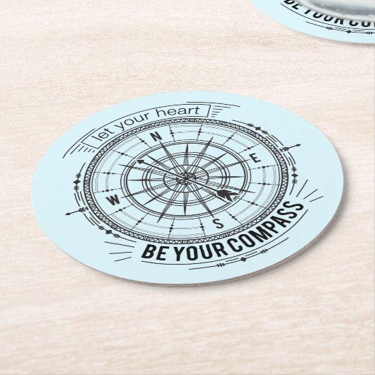 Lass dein Herz als Kompass Runder Pappuntersetzer (Angewinkelt)