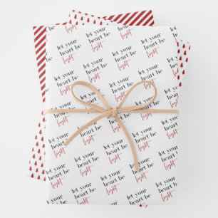 Lass dein Herz sei hellrot Weihnachten Geschenkpapier Set