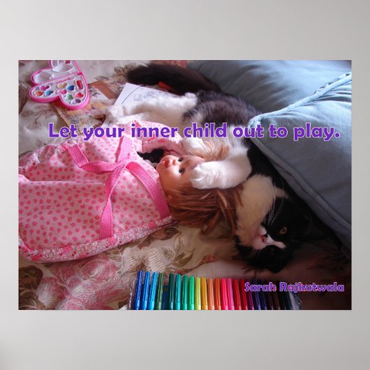 Lass dein inneres Child Out Tuxedo Katzen Plakat (Vorne)