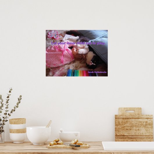 Lass dein inneres Child Out Tuxedo Katzen Plakat (Küche)