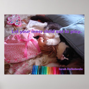 Lass dein inneres Kind raus Tuxedo Cat Katzen Post Poster