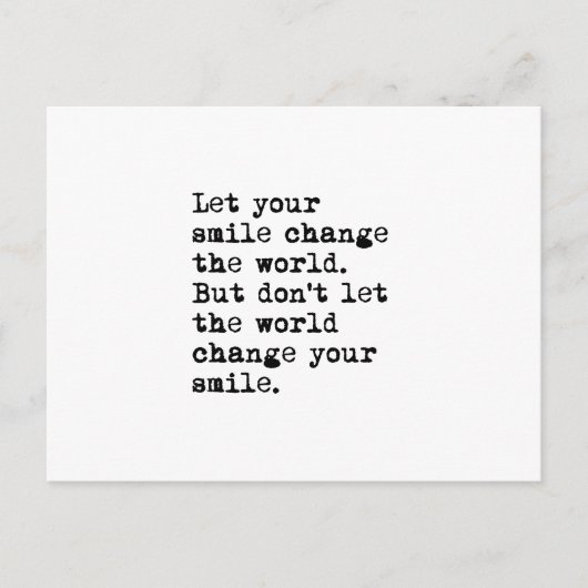 Lass dein Lächeln die Welt Postkarte (Vorderseite)
