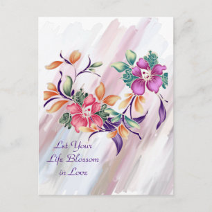 Lass dein Leben Blossom in der Leinwand Liebe Post Postkarte