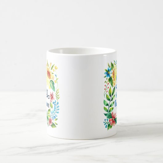 "Lass dein Licht" Boho Farbige Wildblumen Kaffeetasse (Mittel)