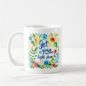 "Lass dein Licht" Boho Farbige Wildblumen Kaffeetasse (Links)