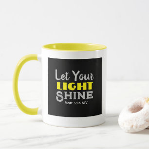 Lass dein Licht scheinen Bibelvers Gelb Schwarz Tasse