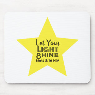 Lass dein Licht scheinen Bibelvers gelber Stern we Mousepad