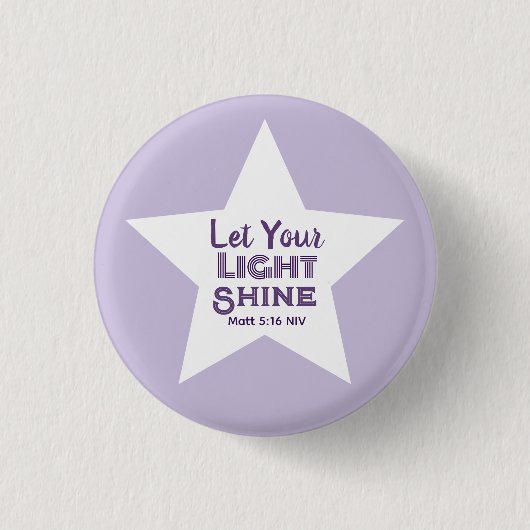 Lass dein Licht scheinen Bibelvers Weißer Stern Li Button (Vorderseite)