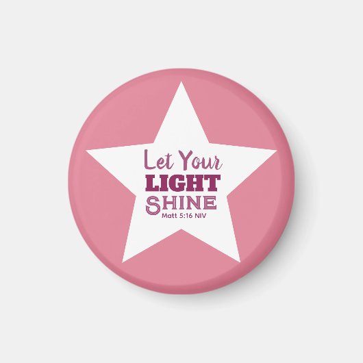 Lass dein Licht scheinen Bibelvers Weißer Stern Ro Magnet (Vorne)