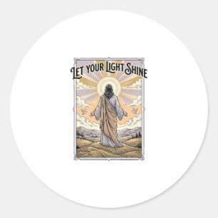 Lass dein Licht scheinen Vintage-Glaube Runder Aufkleber