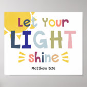 Lass dein Light Shine Kids Christlich Bible Verse Poster (Vorne)