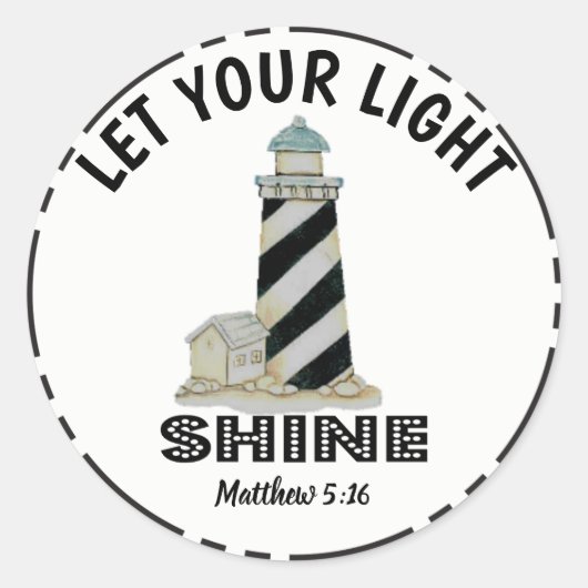 Lass dein Light Shine Lighthouse Matthew 5:16 Runder Aufkleber (Vorderseite)