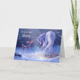 Lass dein Light Shine Magical Christmas Unicorn Feiertagskarte