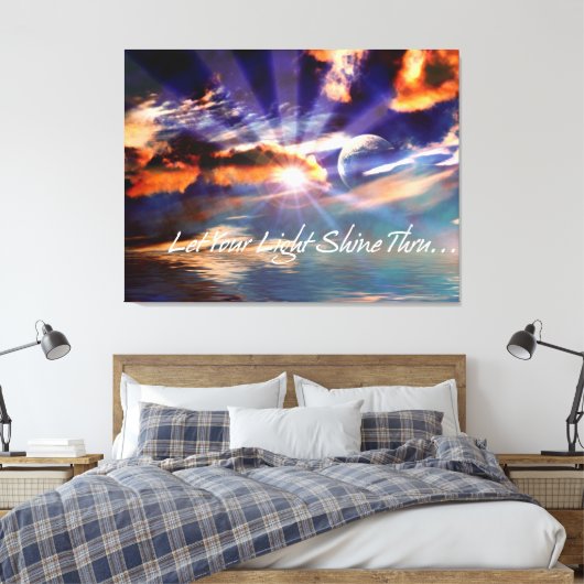 Lass dein Light Shine Thru Art Wrapped Canvas Leinwanddruck (Insitu (Schlafzimmer))