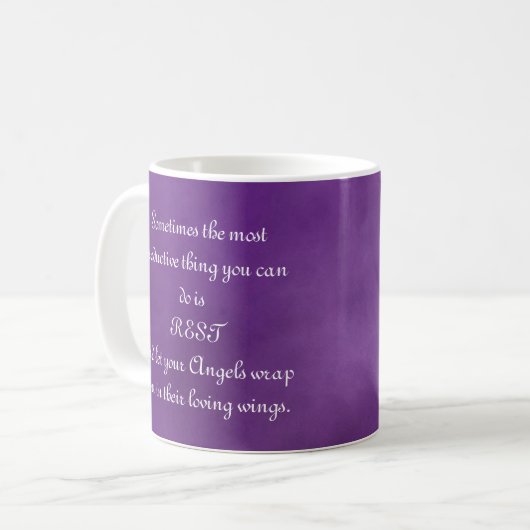 Lass deine Engel wrap dich.. Comfort-Angebot Kaffeetasse (Vorderseite Links)