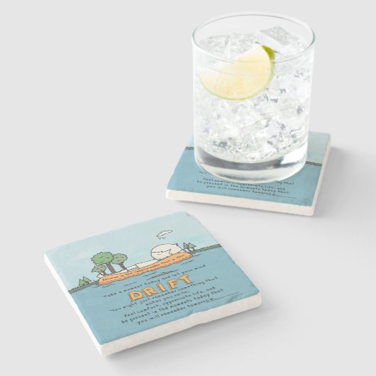 Lass Deine Gedankenbewegung Steinuntersetzer (Seitenansicht)