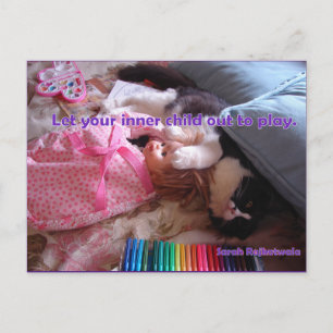 Lass deine interne Child Out Tuxedo Cat Play Postk Postkarte