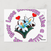 Lass deine Liebe blühen wie eine Lilie. Postkarte (Rückseite)