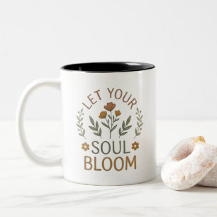 Lass deine Seele erblühen Minimalistische Blumen Zweifarbige Tasse