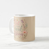 Lass deine Seele mit Boho-Wildblumen Sandbeige auf Kaffeetasse (Vorderseite Links)