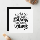 lass deine Träume als Inspiration für deine Flügel Mitteilungskarte (Vorderseite/Rückseite Beispiel)