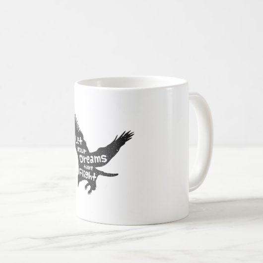 Lass deine Träume Flight Eagle Black Kaffeetasse (VorderseiteRechts)