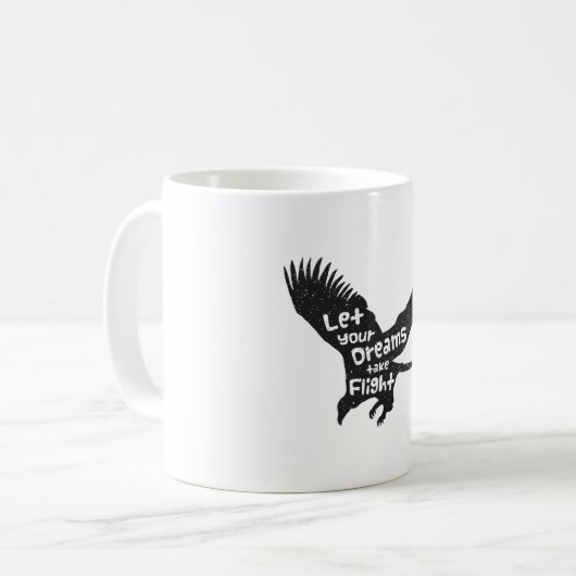 Lass deine Träume Flight Eagle Black Kaffeetasse (Vorderseite Links)