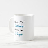 Lass deine Träume, sei dein Wings-Zitat Kaffeetasse (Vorderseite Links)