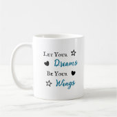 Lass deine Träume, sei dein Wings-Zitat Kaffeetasse (Links)