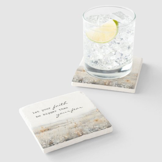 Lass deinen Glauben größer als Angst Christlicher Steinuntersetzer (Seitenansicht)