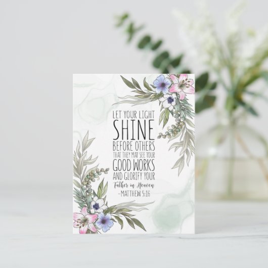 Lass deinen Lichtschimmer vor anderen, Matthew 5:1 Postkarte (Stehend Vorderseite)