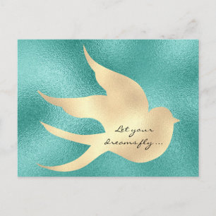 Lass deinen Traum Fly Motivierend Mint Green Bird Postkarte
