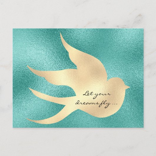 Lass deinen Traum Fly Motivierend Mint Green Bird Postkarte (Vorderseite)