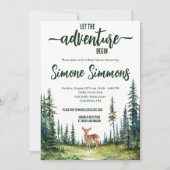 Lass den Adventure Begin! Woodland Fawn Babydusche Einladung (Vorderseite)