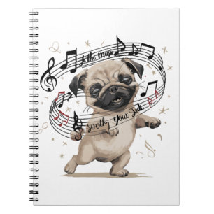 Lass den Music Soothe Your Soul Dancing Mops für Notizblock