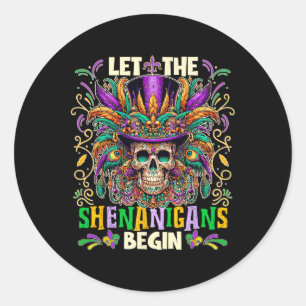 Lass den Shenanigans Begin Mardi Gras 2025 Kinder Runder Aufkleber