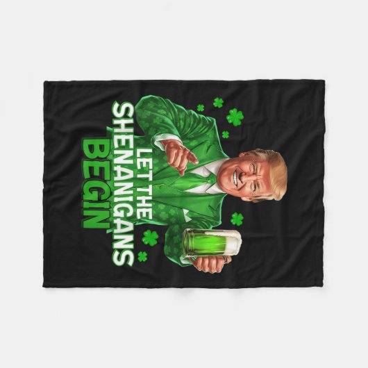 Lass den Shenanigans fing Funny Trump St. Fleecedecke (Vorderseite (Horizontal))