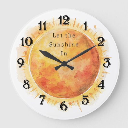 Lass den Sonnenschein herein Sonne Große Wanduhr (Vorderseite)