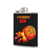 Lass den Wahnsinn Begin, fliegender Basketball Bla Flachmann (Links)