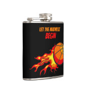 Lass den Wahnsinn Begin, fliegender Basketball Bla Flachmann (Rechts)