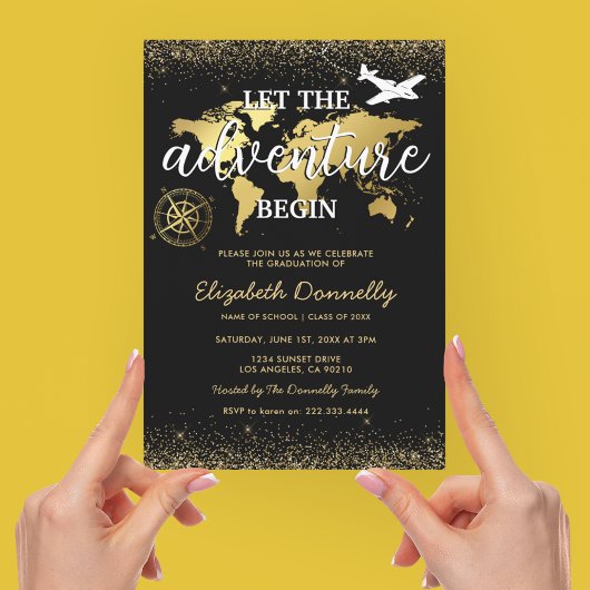 Lass der Abenteuer Begin Graduation Party Einladung