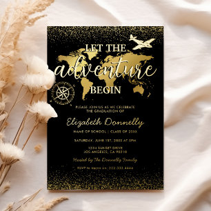 Lass der Abenteuer Begin Graduation Party Folieneinladung