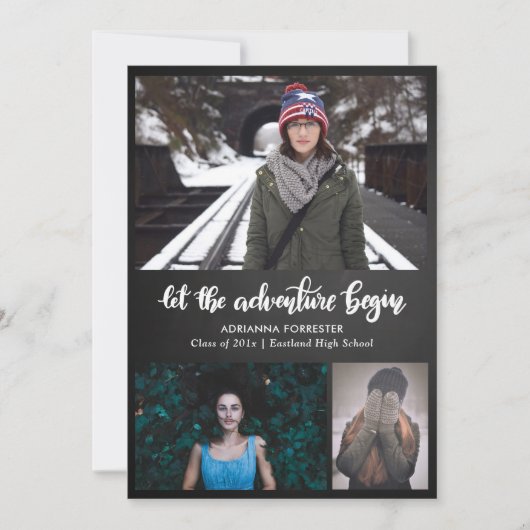 Lass der Abenteuer Begin-Tafel | Absolvent Einladung (Vorderseite)
