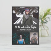 Lass der Abenteuer Begin-Tafel | Absolvent Einladung (Stehend Vorderseite)