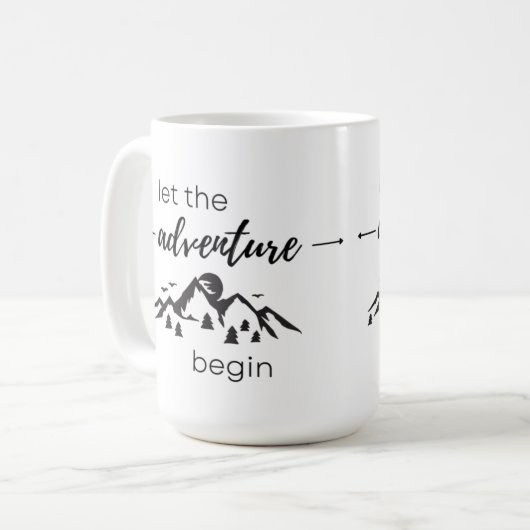 Lass der Abenteuer Begin-Tasse Kaffeetasse (Vorderseite Links)