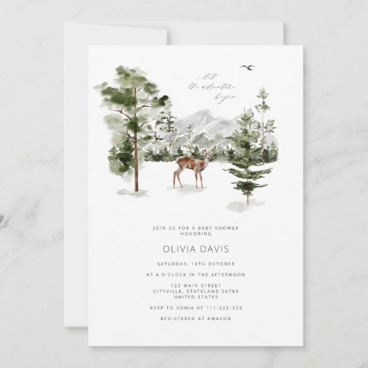 Lass der Adventure Begin Baby-Dusche Einladung (Vorderseite)